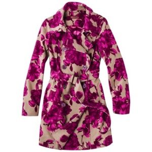 Merona Pink Floral Moleskin Trench Coat